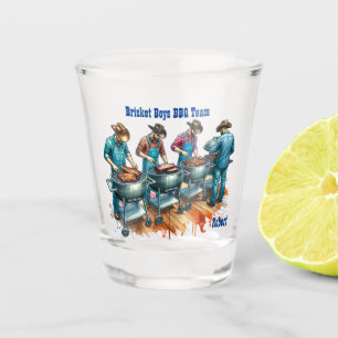 Western Cowboy Cooking on BBQ Pit Custom Shot Glass