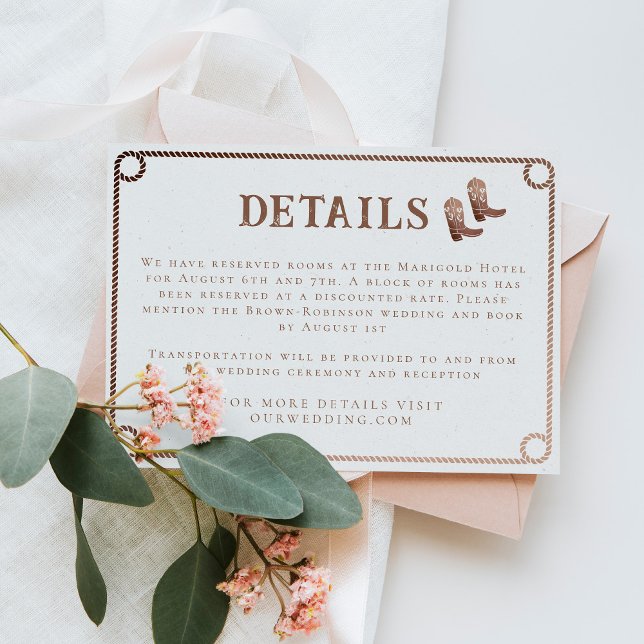 Western Cowboy Country Rustic Wedding Details Enclosure Card (Creator Uploaded)