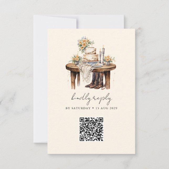 Western Cowboy Country Rustic Wedding  RSVP Card (Front)