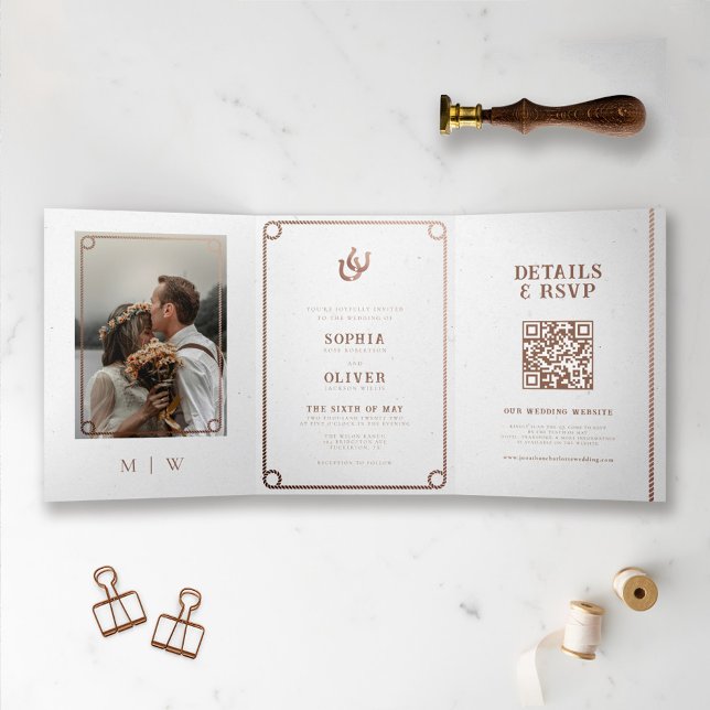 Western Cowboy Country Rustic Wedding Tri-Fold Invitation (Creator Uploaded)