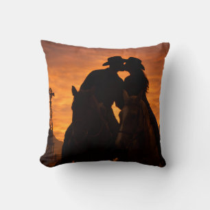 Western Cowboy Couple Throw Pillow