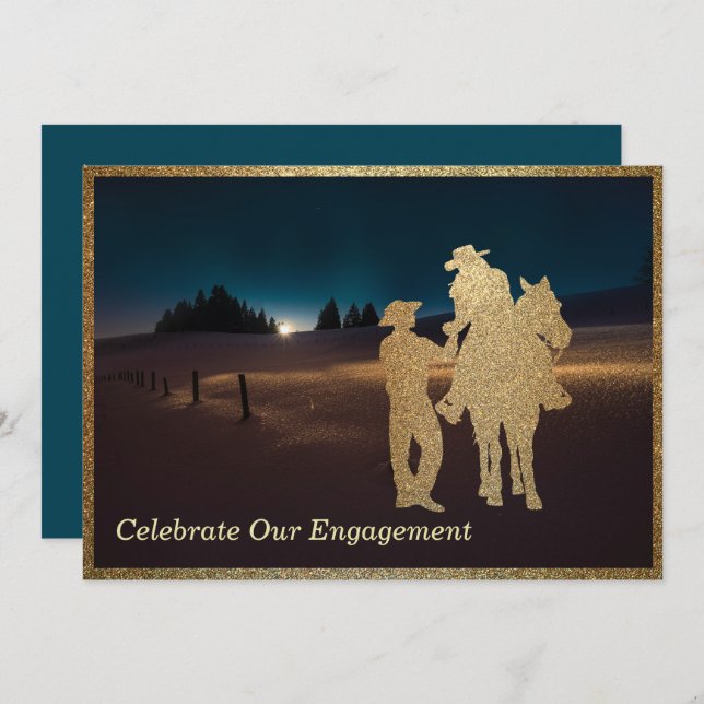 Western Cowboy Cowgirl Engagement Party Wedding Invitation (Front/Back)
