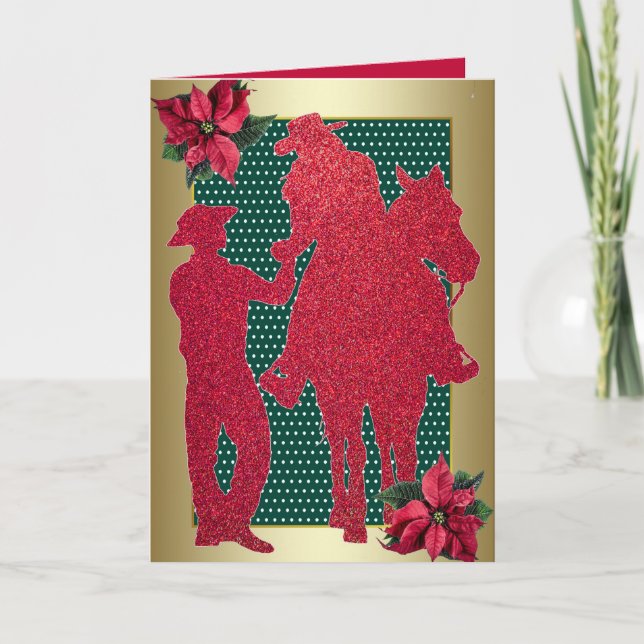 Western Cowboy Cowgirl Horse Holiday Card (Front)
