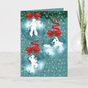 Western Cowboy Cowgirl Roping Christmas Card