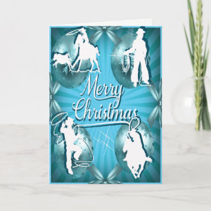 Western Cowboy Cowgirl Roping Christmas Card