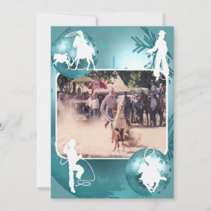 Western Cowboy Cowgirl Roping Holiday Card 2 Sided