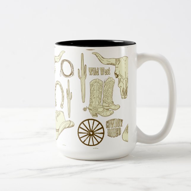 Western Cowboy Cowgirl Two-Tone Coffee Mug (Right)