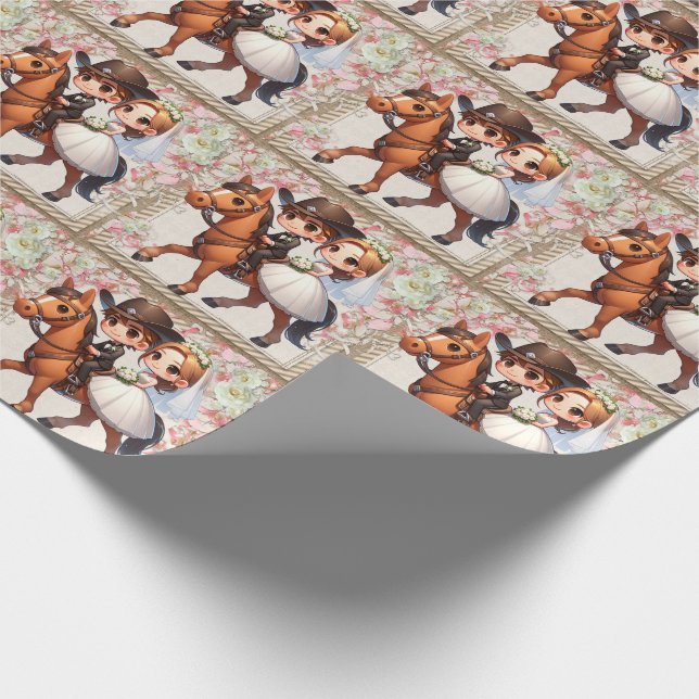 Western Cowboy Cowgirl Wedding Wrapping Paper (Corner)