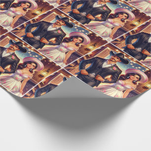 Western Cowboy Cowgirl Wedding Wrapping Paper