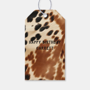 Western Cowboy Cream Brown Black Cowhide Gift Tags