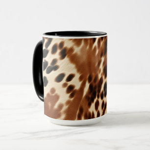Western Cowboy  Cream Brown Black Cowhide Mug