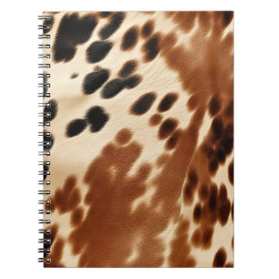 Western Cowboy Cream Brown Black Cowhide Notebook