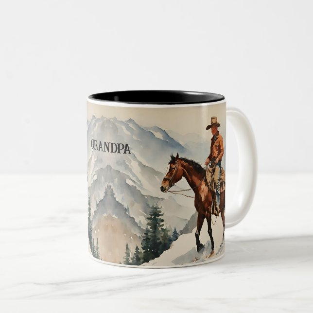 Western Cowboy Custom Two-Tone Coffee Mug (Front Right)
