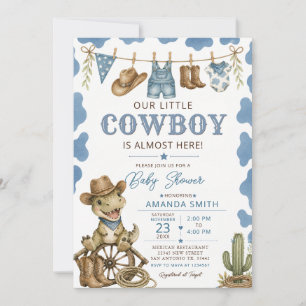 Western Cowboy Dinosaur Boy Baby Shower Invitation