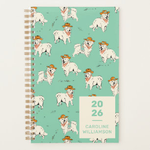 Western Cowboy Dog Hound Green Personalised Planner