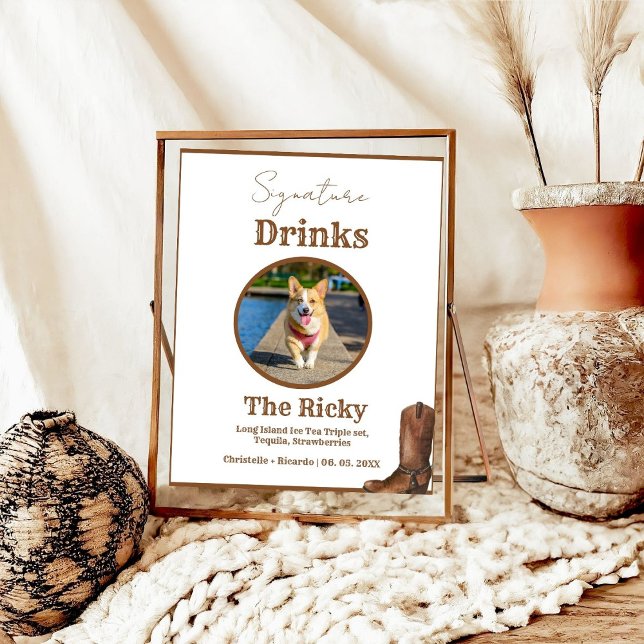 Western Cowboy Dog signature drinks wedding bar  Poster (Creator Uploaded)