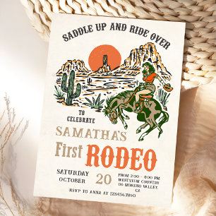 Western Cowboy First Rodeo 1st Birthday Invitation