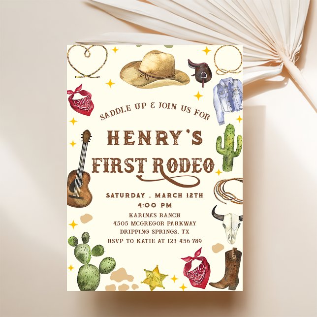 Western Cowboy First Rodeo 1st Birthday Party  Invitation (Creator Uploaded)