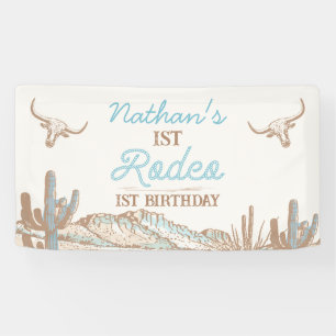 Western Cowboy First Rodeo Birthday Banner