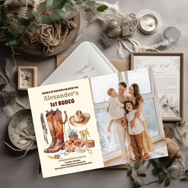 Western Cowboy First Rodeo Birthday Invitation (Creator Uploaded)