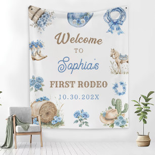 Western Cowboy First Rodeo Birthday Party Tapestry