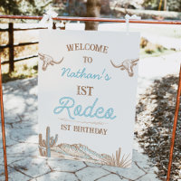 Western Cowboy First Rodeo Birthday Welcome Sign