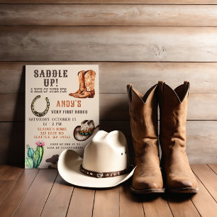 Western Cowboy First Rodeo Boys Birthday Invitation