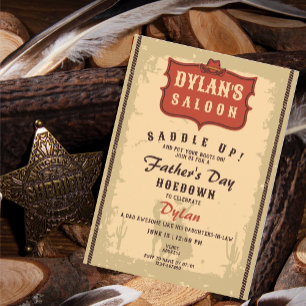 Western Cowboy Funny Father's Day Saloon Party Invitation