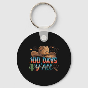 Western Cowboy Hat 100 Days Y'all 100th Day School Key Ring