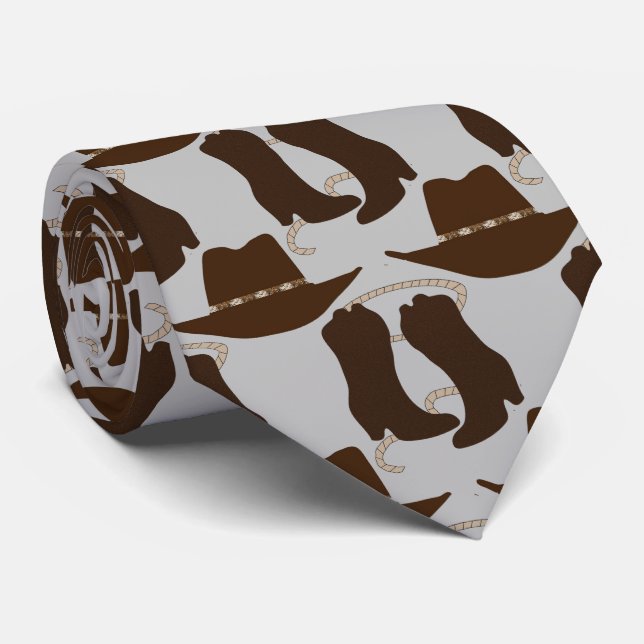 Western Cowboy Hat and Boots Tie (Rolled)