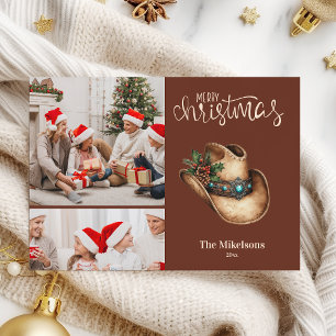 Western Cowboy Hat Christmas 2 Photo   Holiday Card