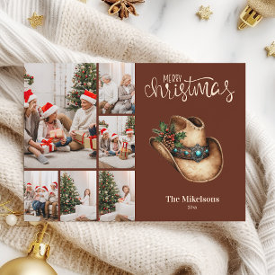 Western Cowboy Hat Christmas 6 Photo   Holiday Card