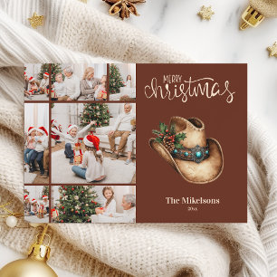 Western Cowboy Hat Christmas 7 Photo Holiday Card
