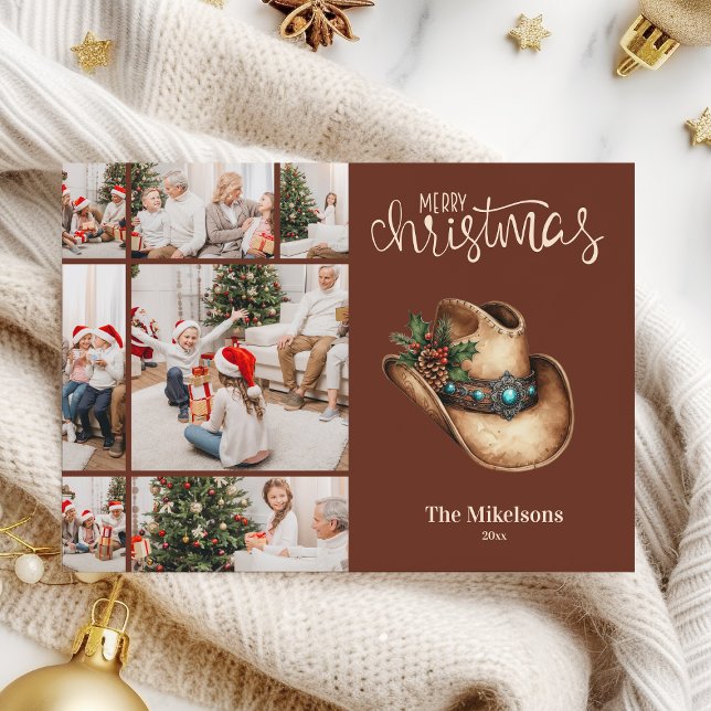 Western Cowboy Hat Christmas 7 Photo   Holiday Card (Creator Uploaded)