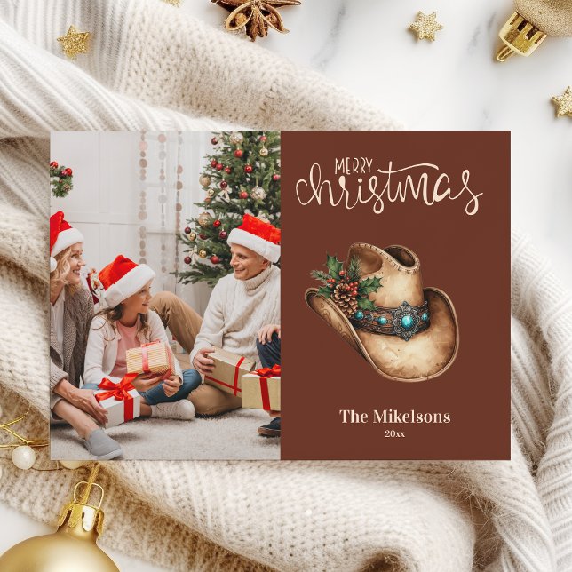 Western Cowboy Hat Christmas Photo   Holiday Card (Creator Uploaded)