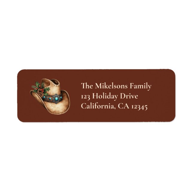 Western Cowboy Hat Christmas Return Address Label (Front)