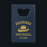 Western Cowboy Hat Groomsmen Personalised Name<br><div class="desc">Personalised gifts for groomsmen with western cowboy theme. Decorated with cowboy hat with vintage western font. Text and colour are editable using the Design Tool to fit your occasion. Get this customise gift for wedding,  bachelor party,  engagement party or any other special occasions.</div>
