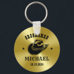 Western Cowboy Hat Groomsmen Personalised Name Key Ring<br><div class="desc">Personalised gifts for groomsmen and best man with western cowboy theme. Decorated with cowboy hat with vintage western font. Text and colour are editable using the Design Tool to fit your occasion. Get this customise gift for wedding,  bachelor party,  engagement party or any other special occasions.</div>