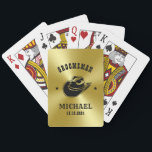 Western Cowboy Hat Groomsmen Personalised Name Playing Cards<br><div class="desc">Personalised gifts for groomsmen with western cowboy theme. Decorated with cowboy hat with vintage western font. Text and colour are editable using the Design Tool to fit your occasion. Get this customise gift for wedding,  bachelor party,  engagement party or any other special occasions.</div>