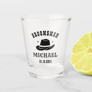 Western Cowboy Hat Groomsmen Personalised Name Shot Glass
