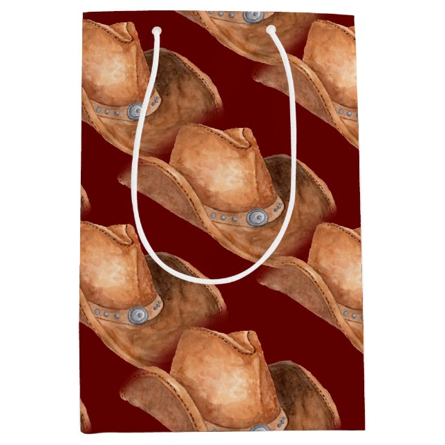 Western Cowboy Hat Pattern Medium Gift Bag (Front)