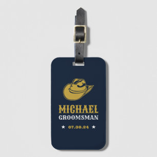 Western Cowboy Hat Personalised Best Man Groomsmen Luggage Tag