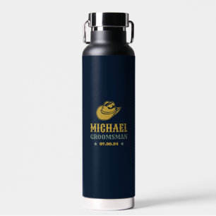 Western Cowboy Hat Personalised Elegant Groomsmen Water Bottle