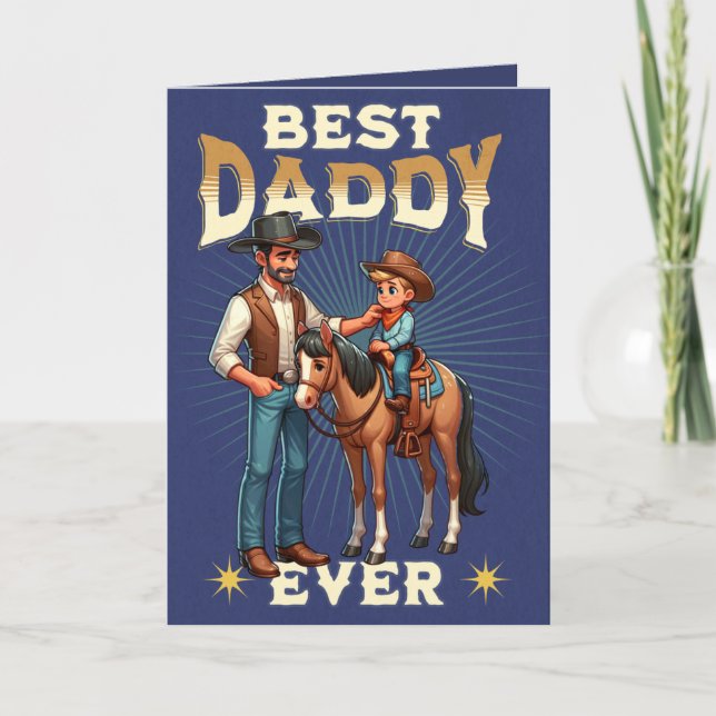 Western Cowboy Horse Child Happy Father's Day 2 Card (Front)