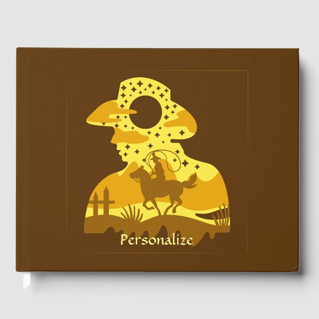 Western Cowboy Horse Lasso Wild West Guest Book (Front)