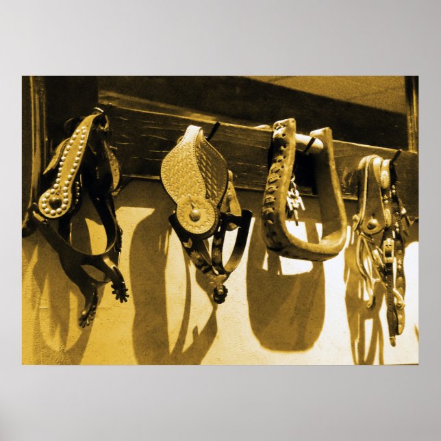 Western Cowboy Horse Stirrups & Leather Poster Art (Front)