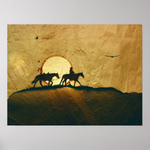 Western Cowboy Horseback Poster