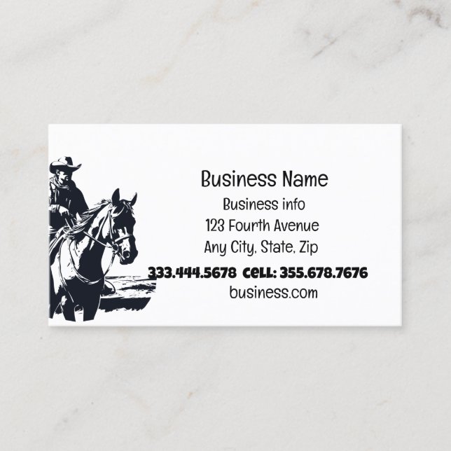 Western Cowboy Horses Shop Store Business Card (Front)