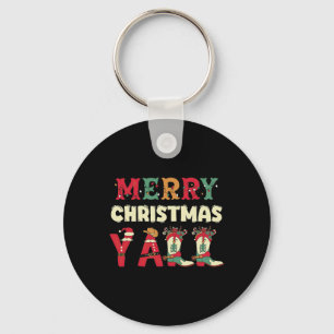 Western Cowboy Howdy Merry Christmas Yall Cowgirl Key Ring