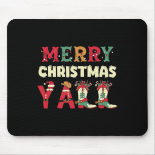 Western Cowboy Howdy Merry Christmas Yall Cowgirl  Mouse Pad